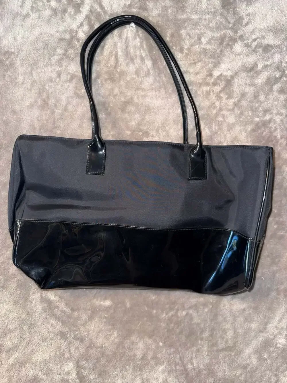 Estee Lauder Black Nylon and Patent Tote Bag